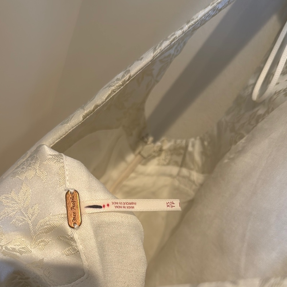 NWOT Satin Free People Blake Mini Shift‎ Dress XS White With Bow Details - Picture 6 of 10